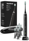 Aquasonic Black Series Ultra Whitening Toothbrush ? ADA Accepted Electric Toothbrush- 8 Brush Heads &amp Travel Case ? 40000 VPM Electric Motor &amp Wireless Charging - 4 Modes w Smart Timer