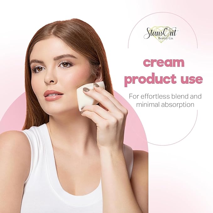 StansOut Beauty Sponge 4-Pack ? Streak-Free Airbrushed Finish | Reusable Quick-Drying Latex-Free | Multi-Angle Blending Sponge for Cream Liquid &amp Powder | Pro Makeup Applicator