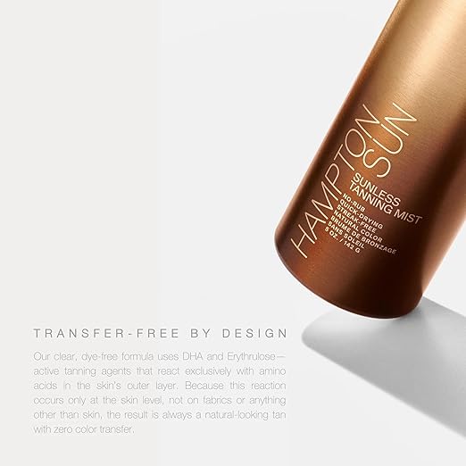 Hampton Sun Sunless Tanning Mist | Face + Body Self-Tanner | No-Rub + Mess-Free | Streak-Free Long-Lasting Natural-Looking Color| No Transfer Clear Mist | Quick-Dry | Award-Winning | All Skin Types