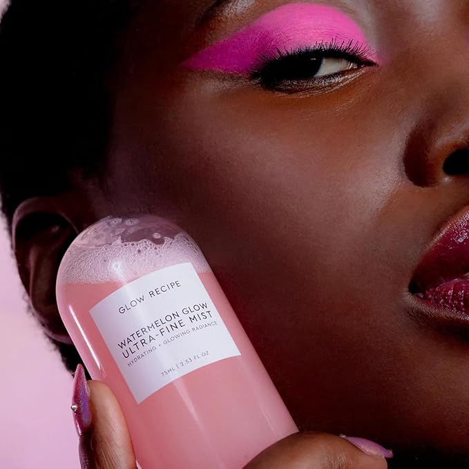 Glow Recipe Watermelon Glow Facial Spray + Hydrating Mist - Ultra-Fine Face Mist with Hyaluronic Acid + Hibiscus AHA to Refresh Dry Skin &amp Enhance Dewy Makeup - Suitable for All Skin Types (75ml)