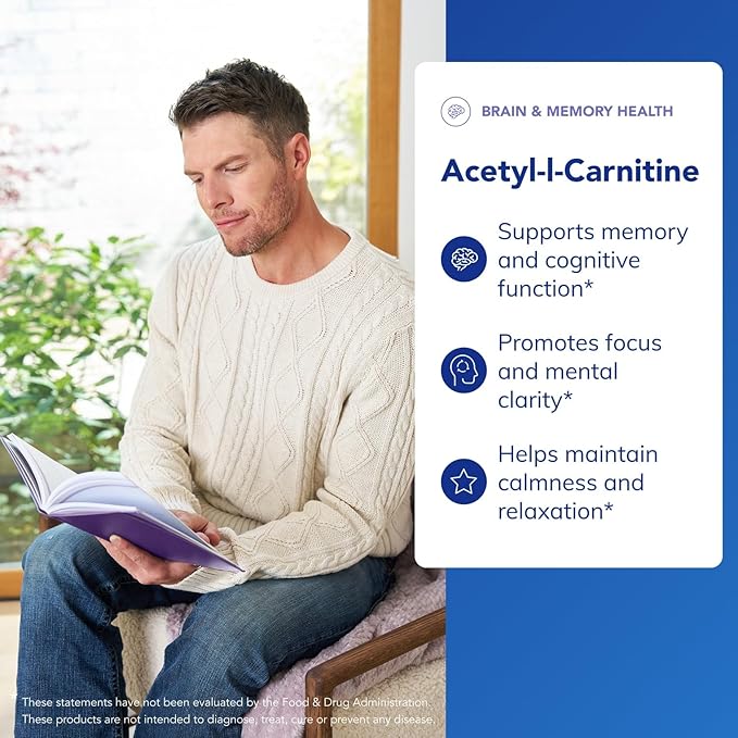 Pure Encapsulations Acetyl-L-Carnitine 250 mg - Memory &amp Brain Supplement - Brain Support &amp Focus* - Gluten Free &amp Non-GMO - 60 Capsules