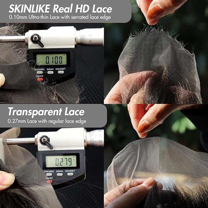 UMEGOOD 0.10mm Ultra-thin SKINLIKE Real HD Lace Wig 13x6 Full Frontal 250% Density Clean Hairline Pre Plucked Bleached Knots HD Lace Body Wa6ve Human Hair Wig With Baby Hair 32 Inch