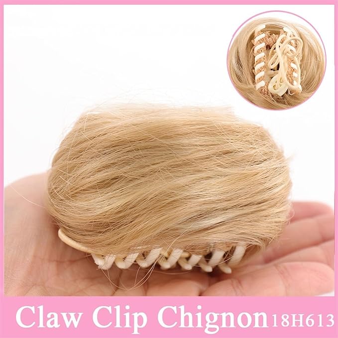 messy bun hair piece Space Buns Hair Pieces Mini Claw Clip in Hair Bun Messy Cat Ears Hair Bun Extension Synthetic Donut Wig Accessory Updo Hairpieces for Women Girls hair buns hair piece(18H613)