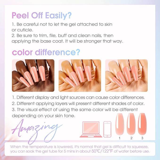 ROSALIND 38 Colors Poly Nail Gel Kit with Mini Nail Lamp Clear Neon Poly Nail Gel Starter Kit for Beginners Halloween All Seasons Classic Colors with Everything