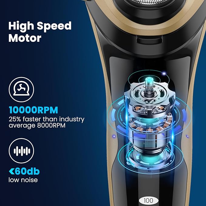 SweetLF Electric Razor for Men with Pop-Up Trimmer IPX7 Waterproof Electric Shaver Rechargeable Cordless Shavers for Men Type-C 120Mins Runtime Plug &amp Play
