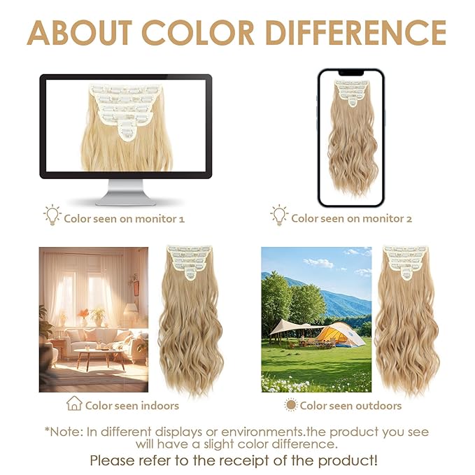 Clip in Hair Extensions for Women Natural Golden Blonde Extensions 20 Inch 6PCS Hairpieces Long Wavy soft Thick Hair Extensions clip ins