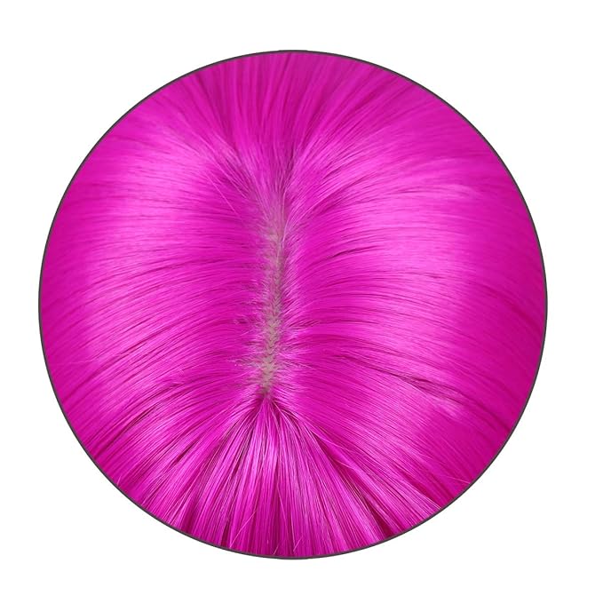WildCos Short 12 Inches Straight Synthetic Cosplay Wig for Women (hot pink)
