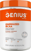 Genius BCAA Powder - 5g Vegan BCAAs L-Glutamine Cognizin &amp Rhodiola Muscle Recovery Energy Support 100mg Caffeine Pre Intra Post-Workout Nootropic Supplement for Focus &amp Performance - Orang