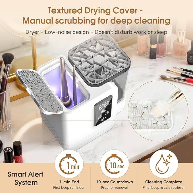 5-in-1 Electric Makeup Brush Cleaner &amp Dryer Machine- Portable Automatic USB Cosmetic Brushes Cleaner Tool with Deep-Clean Silicone Brush for All Size Brushes (Contour Eyeshadow Blush)