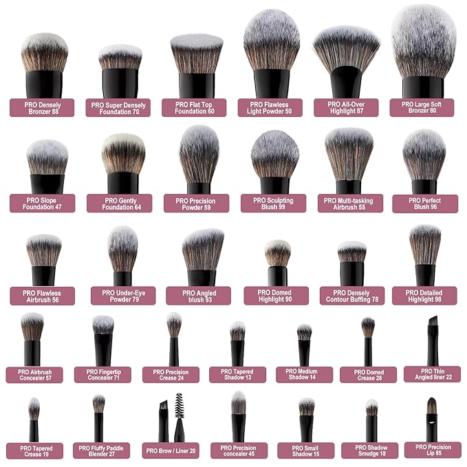 Bueart Design 32Pcs PRO Grade Makeup Brushes Set with Super large Holder Premium Ultra-soft Synthetic Foundation Contour Powder Blush Concealer Eyeshadow Classic Black Make up Brush