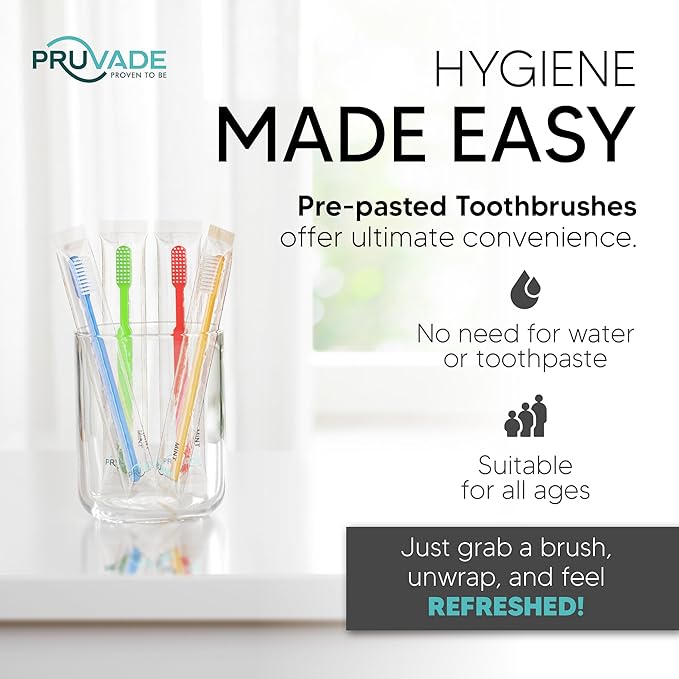 144 Pack Disposable Toothbrushes with Toothpaste Built in - Prepasted Toothbrushes Individually Wrapped |Single Use Waterless Tooth Brush with Soft Bristles for Hotel Camping Travel
