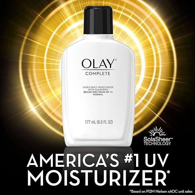 Olay Face Moisturizer Complete with Sunscreen SPF 15 Daily Facial Lotion for Normal Skin Lightweight Hydrating Broad Spectrum Sun Protection - Vitamin C E and Niacinamide - 6 Oz 2 Pack