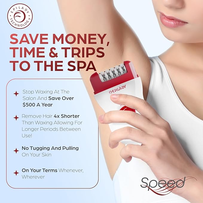Epilady Speed Corded Epilator for Women ? Dual-Speed 40-Disc Root Hair Removal Device for Legs Underarms and Bikini Area Compact Waterproof Anti-Pinch Design for Smooth Long-Lasting Results
