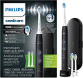 Philips Sonicare ProtectiveClean 5300 Rechargeable Electric Toothbrush with Pressure Sensor 3 Cleaning Modes SmarTimer and QuadPacer with 2 Bonus Brush Heads Travel Case Black Model HX6423/34