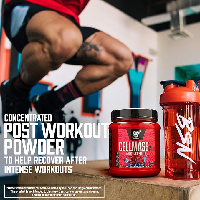BSN CELLMASS 2.0 Post Workout Recovery with BCAA Creatine &amp Glutamine - Keto Friendly - Arctic Berry (25 Servings) (1048058)