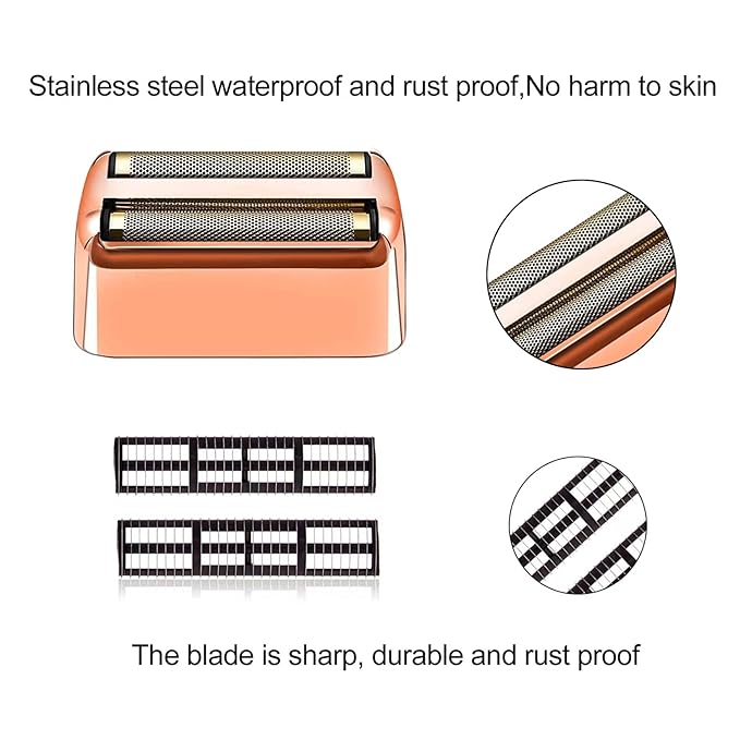 Professional Replacement Foil and Cutters for BaBylissPRO Barberology Double Foil Shaver Compatible with BaBylissPRO Barberology FXFS2 Shaver (Rose Gold)