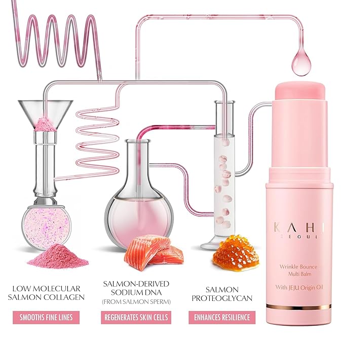 KAHI Wrinkle Bounce Multi Balm - DUO EDITION | All-in-One Hydrating Balm Eye Cream Make Up Base &amp Moisture Stick | Daily Moisturizer Stick with Salmon-derived sodium DNA (0.32 oz - Pack of 2)