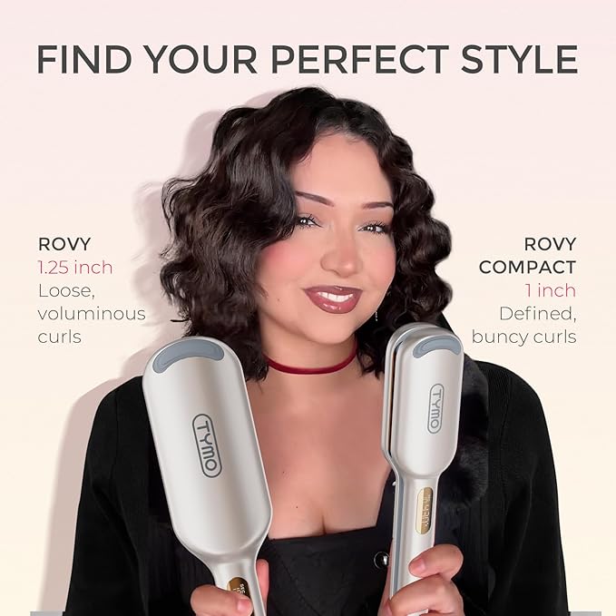 Curling Iron Hair Crimper Waver - TYMO ROVY Beach Waves Curling Wand Ionic Deep Waver Hair Curler Tool with Ceramic 3 Barrel for Women Dual Voltage Anti-Scald Easy to Use Elegant Gold 1 Inch