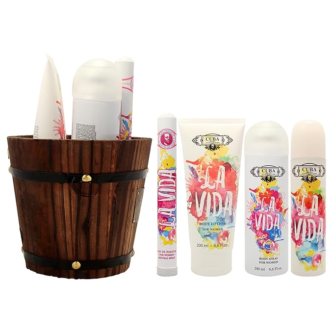 Cuba La Vida for Women - 4 Pc Gift Set 3.3oz EDP Spray 1.17oz EDP Spray 6.6oz Body Spray 6.6oz Body Lotion