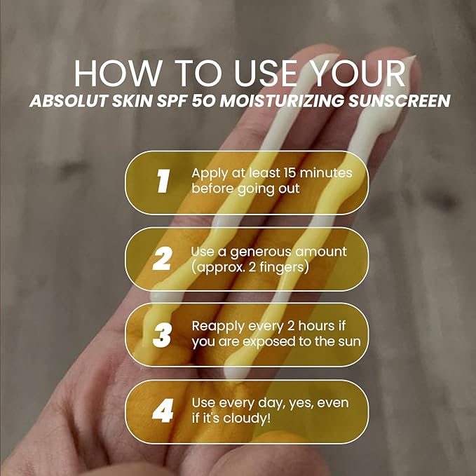 AbsolutSkin SPF 50 Moisturizing Sunscreen ? Lightweight Daily Face Sunscreen with Aloe &amp Vitamin E ? No White Cast ? 60ml