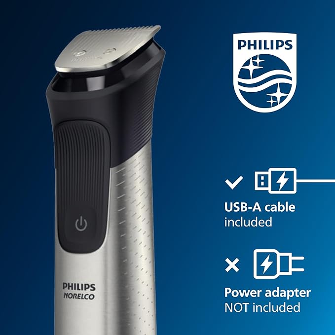 Norelco Philips All-in-One 7000 Series 23-Piece Trimmer - Electric Shaver and Clipper for Face Beard Head &amp Body Self-Sharpening Titanium Blades 26 Length Settings (0.5-16 mm) MG7970/49