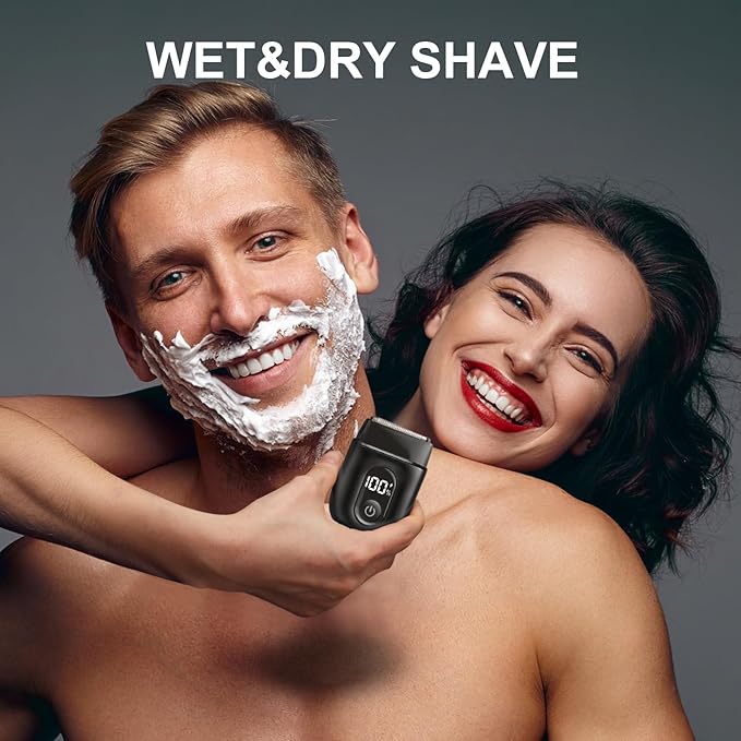 Electric Foil Shavers for Men: Mini Electric Razor with Big LED Display &amp 3 Floating Blades - IPX7 Waterproof Wet Dry Face Razor USB Type C