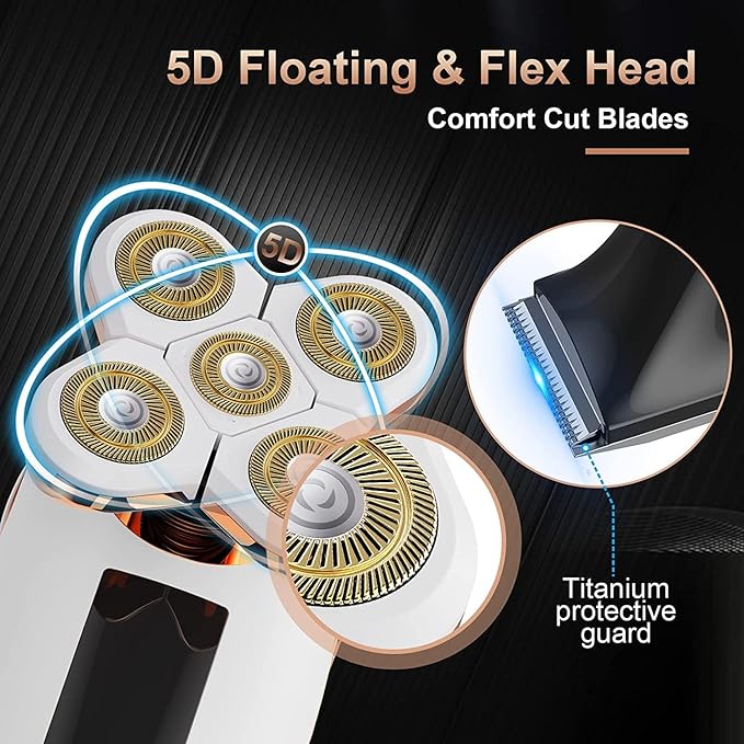 2-in-1 Electric Razors for Women Wet/Dry 5D Razor &amp Hair Trimmer with USB Adapter &amp Charging Cable5D Rechargeable Rotary Shaver with Lithium-Ion Battery Water Resistant Grooming Kit