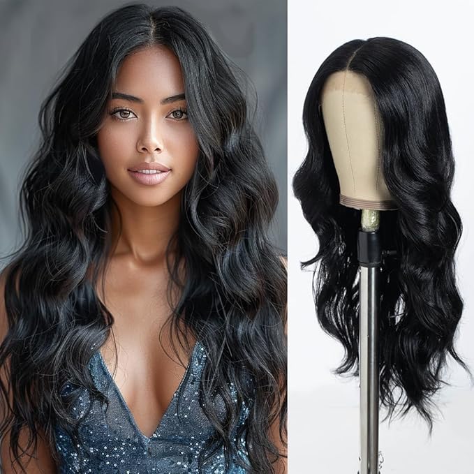 Style Icon Wig 28-Inch Lace Front Wig Synthetic Long Water Wave Wigs Pre Plucked Baby Hair Central Parting