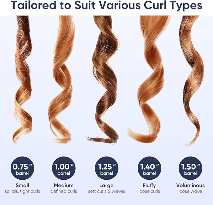 1 Inch Curling Iron 5 Temperature Settings Professional Spring Hair Iron for All Hair Types Max 430℉ with Heat Resistant Mat (1 Inch Black)