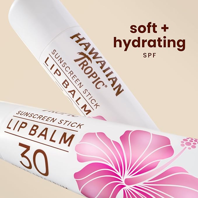 Hawaiian Tropic Tropical Lip Balm SPF 30 | SPF Lip Balm Beach Essentials Travel Sunscreen for Lips Beach Necessities Summer Essentials Sunblock for Lips Sun Protection 0.14oz (Pack of 10)