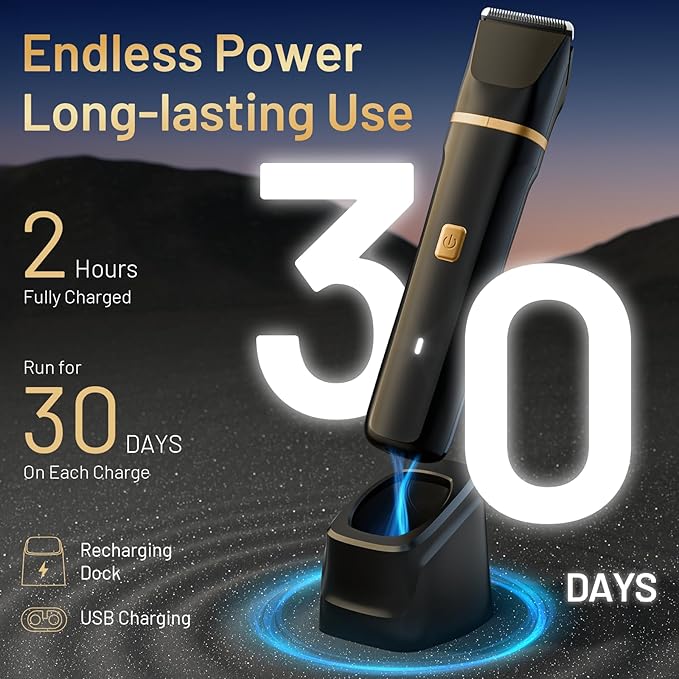 Electric Razor for Men IPX7 Waterproof Versatile Shaver for Temple Groin Nose Ear Hairs Beard Body Hair Trimmer Painless Grooming Kit with 2 Replaceable Heads Birthday Gifts for Men