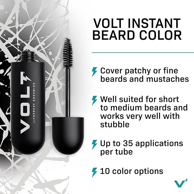 VOLT Grooming Temporary Instant Beard Color Single Pack - Quick Drying Plant Based Hypoallergenic Brush on Color for Beards Mustaches and Eyebrows - 0.35 Fl Oz (10 ml) Sand (Blonde)