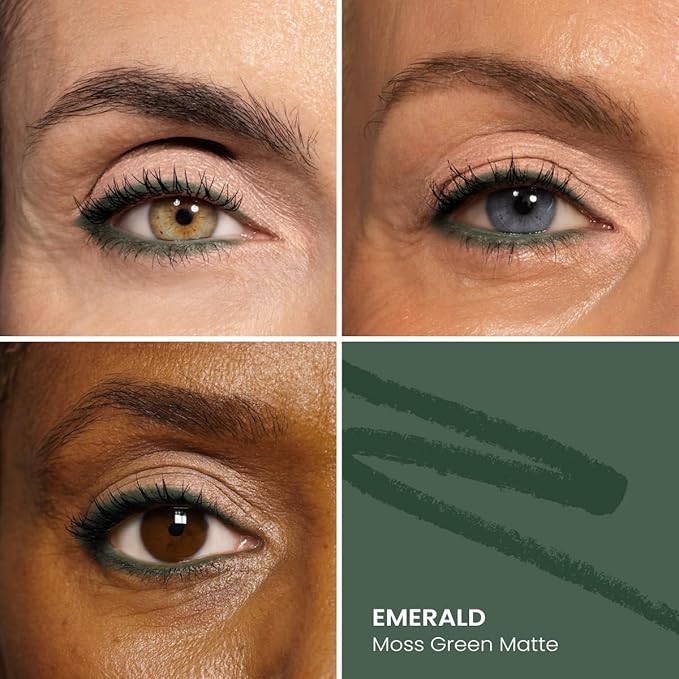 PRIME PROMETICS PrimeEyes Glide Eyeliner for Mature Women ? Waterproof Long-Stay and Mess-Proof ? Gel Creme Texture Discreet Sharpener and Effective Smudger (Emerald)