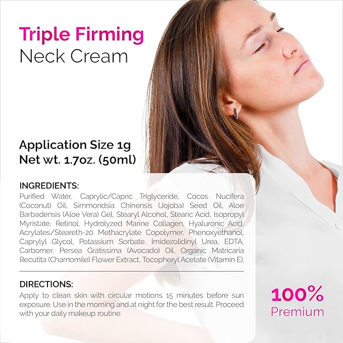 ACTIVSCIENCE Neck Firming Cream - Natural Anti-Aging Facial Moisturizer with Retinol Collagen &amp Hyaluronic Acid - Day &amp Night Anti-Wrinkle Cream - Firming Hydrating Face Cream