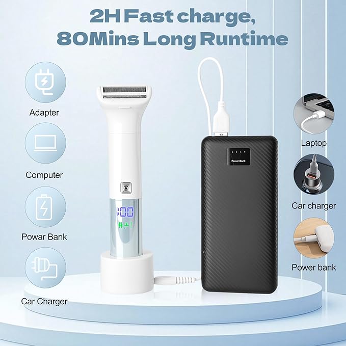 6-in-1 Hair Removal Device Female Hair Removal Device Painless Body Hair Trimmer Suitable for All-Round Hair Removal on The face armpits arms Legs etc. with Display Screen Rechargeable