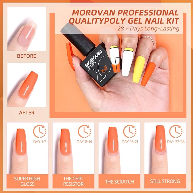 Morovan Gel Nail Polish Set - 36 Colors With UV Light 48W Lamp Base &amp Top Coats Tools Pure &amp Glitter Soak Off Kit Large Capacity Manicure Starter Set Gifts for Women
