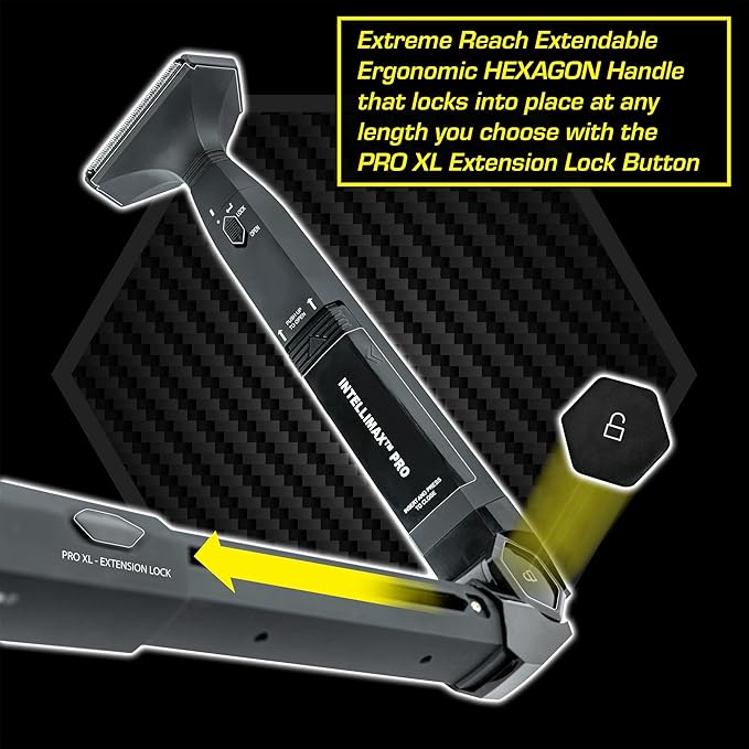 MANGROOMER - INTELLIMAX PRO - New Back Shaver with 2 Shock Absorber Flex Heads Power Hinge Extreme Reach Handle and Advanced 2.7 Extra-Wide Blade Design (Version 3.0)