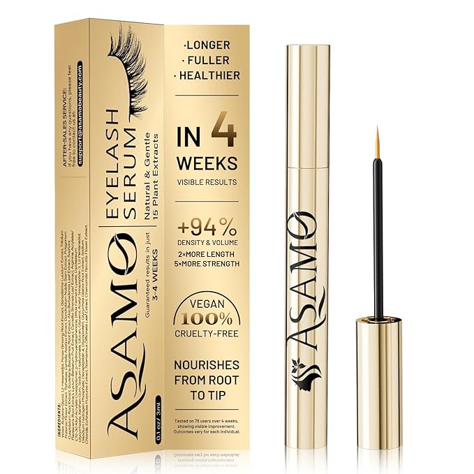 Eyelash Growth Serum ? 15 Plant Extracts for Longer Denser &amp Robust LashesBoosts Natural Lash Developmenteyelash serumEnhance Natural Beauty Hypoallergenic Oil Freelash growth serum（PURE GOL
