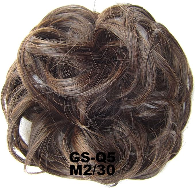 Hair Bun 1 Pack Messy Bun Hair Hoops Ponytail Hair Extensions Synthetic Donut Hair Bun Curly Wavy Hair Bun Wigs for Women Hair Bun Piece(M2-30)