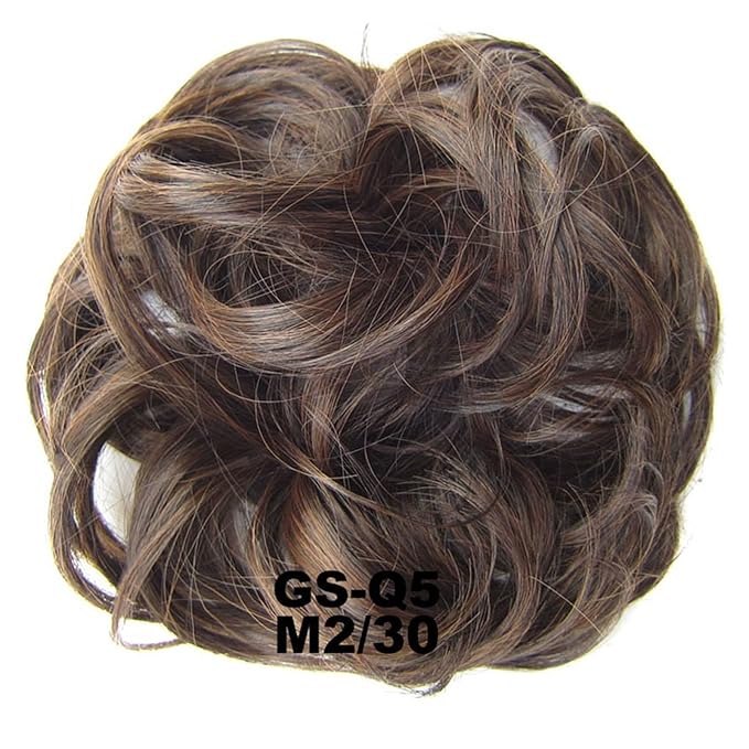 EARSHOT Hair Buns Hair Piece 1 Pack Messy Bun Hair Hoops Ponytail Hair Extensions Synthetic Donut Hair Bun Curly Wavy Hair Bun Wigs for Women Hair Accessories For Girls (Color : M2-30)
