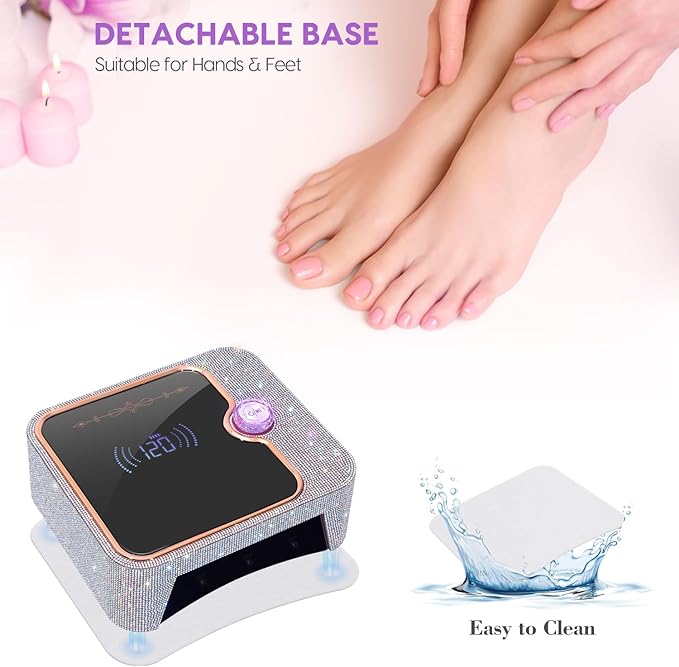 UV Light for Nails Rechargeable UV Nail Lamp Fast Nails Dryer Curing Lamp Gel Nail Polish UV Light 0-120S Arbitrary Timing for Salon &amp Home