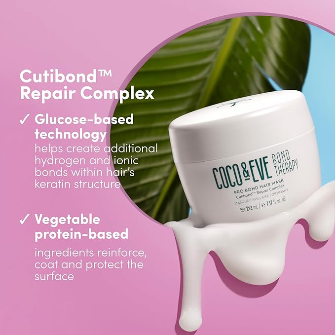 Coco &amp Eve Bond Therapy Pro Bond Hair Mask. Strengthening Bond-Building Treatment with Cutibond??Repair Complex. Nourishes Hydrates Reduces Breakage for Damaged Chemically Treated Hair (7.17 fl