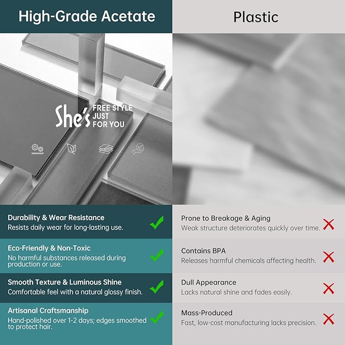 SHE'S FREE STYLE JUST FOR YOU [Chanel-style] Hair Barrettes for Women Acetate Resin Barettes Classic Black &amp White French Hair Accessories Anti-Slip for Half-Hair Decoration (Tortoise3.4 inch