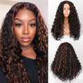Azedssw Black Blond Split Afro Wig Long Curly Wig Natural Synthetic Hair For Ladies Party Bob Wig