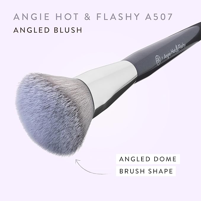 BK BEAUTY - ANGIE HOT &amp FLASHY A507 ANGLED BLUSH BRUSH ? For Blush Bronzer &amp Contour Fluffy Angled Brush for Seamless Streak-Free Finish