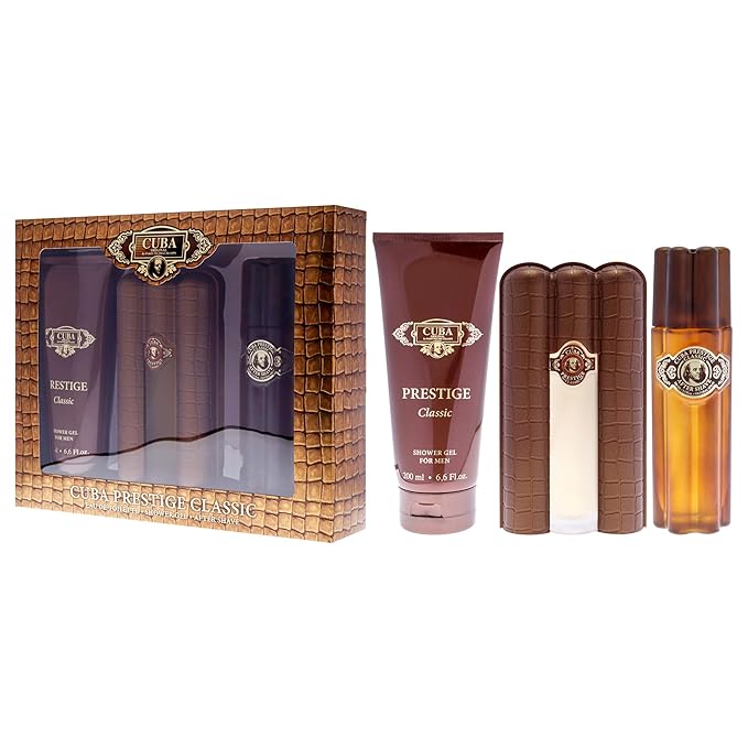 Cuba Prestige Classic for Men - 3 Pc Gift Set 3oz EDT Spray 6.7oz Shower Gel 3.3oz After Shave