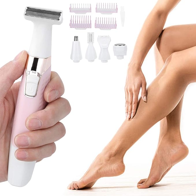 USB Rechargeable Electric Epilator for Women Men 5 in 1 Painless Body Remover with Multifunctional Shaving Head