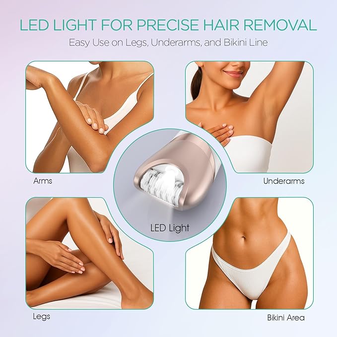 VOYOR Epilator for Women 3 in 1 Epilator Hair Removal for Women Epilators Hair Remover for Leg Arm with 30 Tweezers Rechargeable &amp Cordless Electric Lady Shaver &amp Trimmer BM300 (Champagne G