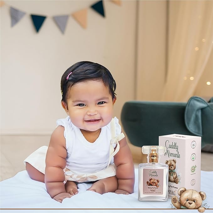 Nova Scents| Baby Cologne| Baby Perfume| Alcohol Free Hypoallergenic Paraben Free| Floral Fresh Powdery| Gentle Scent for Babies &amp Toddlers| 1.7oz 50 ml- Cuddly Moments