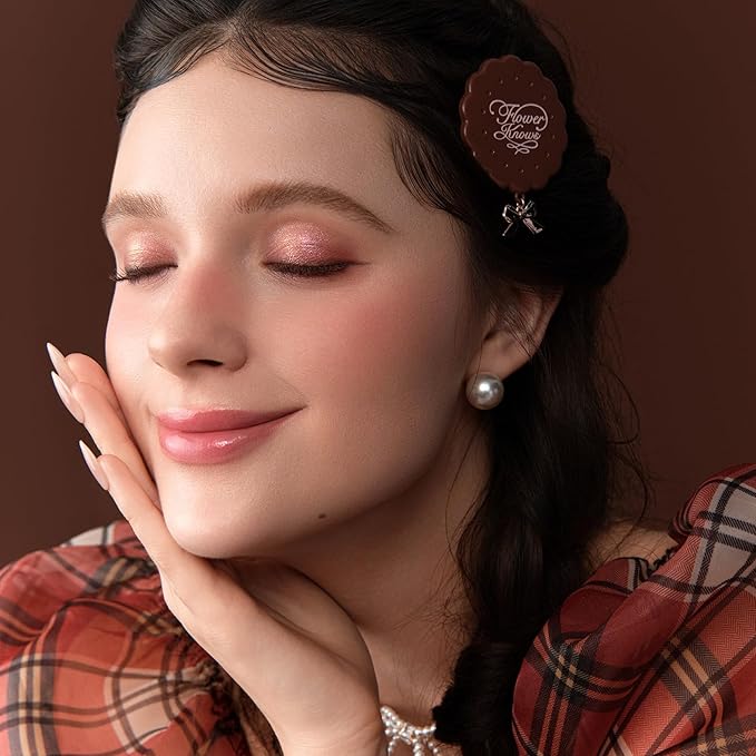 Flower Knows The Sweetie Bear Collection 6-Color Makeup PalettePink Eyeshadow with 4 Matte + 2 Shimmer ShadesBlendable Smooth Cute Eye Makeup0.23 Oz(02 Strawberry Milk)